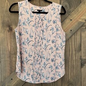 Ann Taylor Pink & Navy Floral Sleeveless Cami Size small